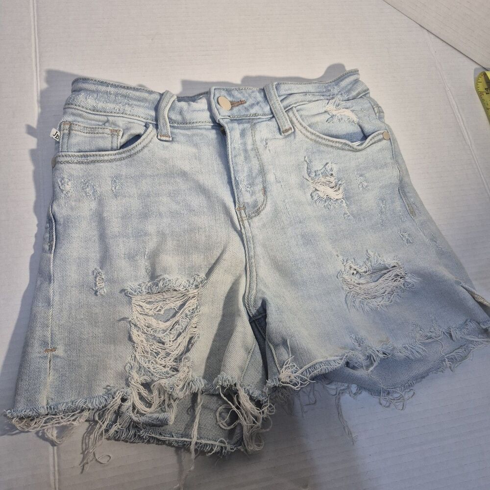 Judy Blue Distressed Denim Shorts Small Light Wash Cutoff JB15101